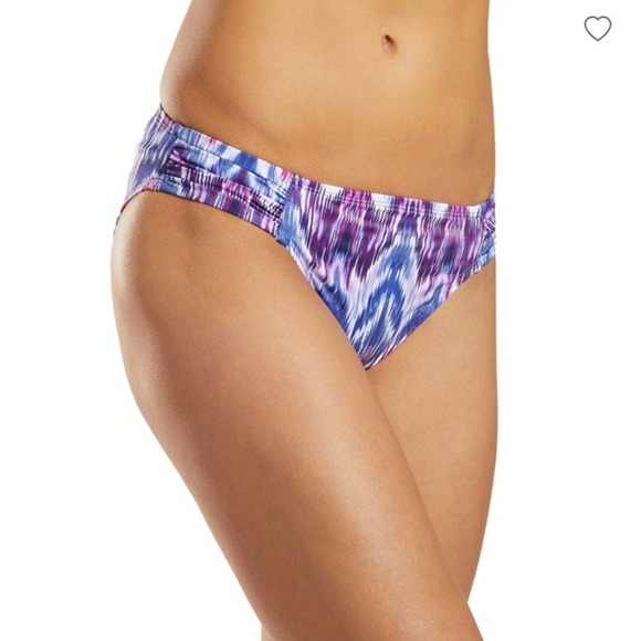 Tommy Bahama Ikat Mirage Side Shirred Bikini Bottom in Blue Monday - Picture 2 of 10
